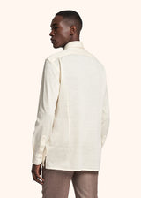 Kiton cream white shirt for man, made of linen - 3