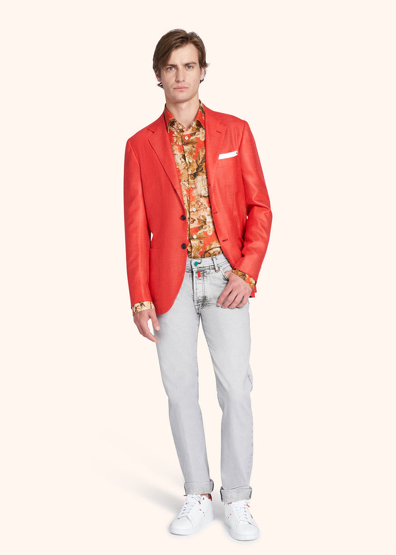 Kiton red shirt for man, made of linen - 5