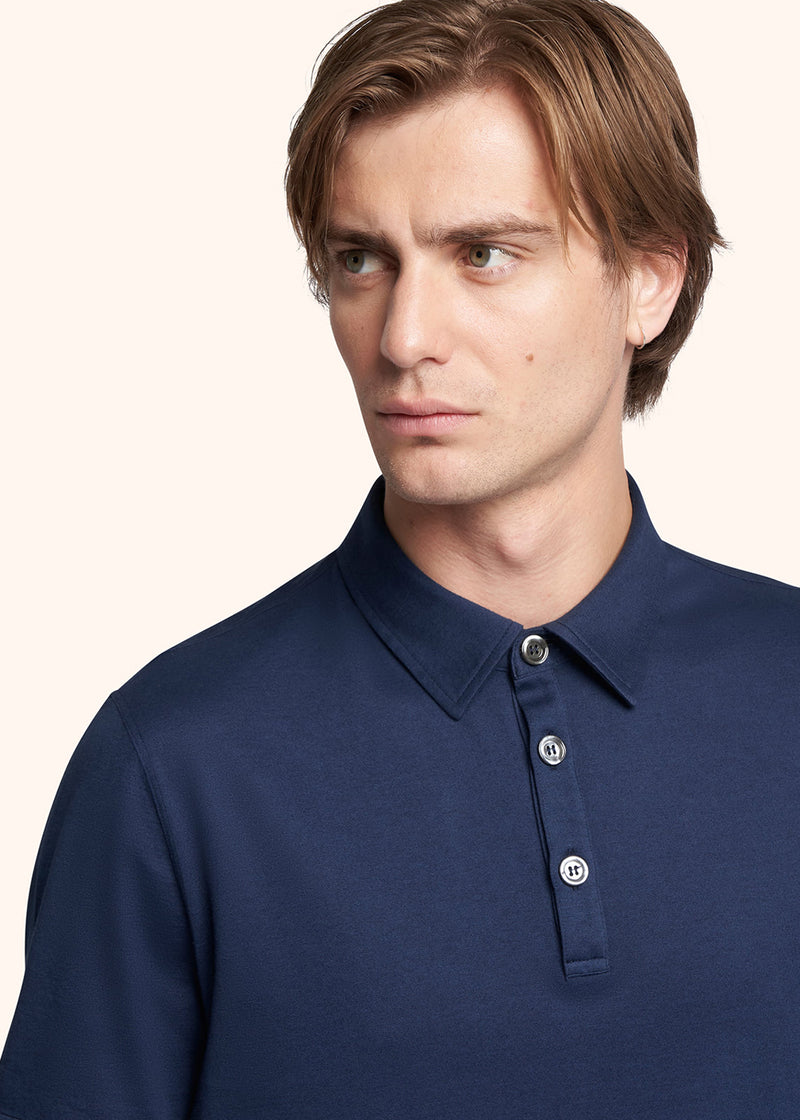 Kiton blue jersey poloshirt for man, made of cotton - 4
