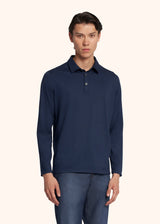 Kiton blue jersey poloshirt l/s for man, made of cotton - 2