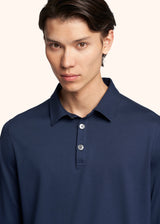Kiton blue jersey poloshirt l/s for man, made of cotton - 4