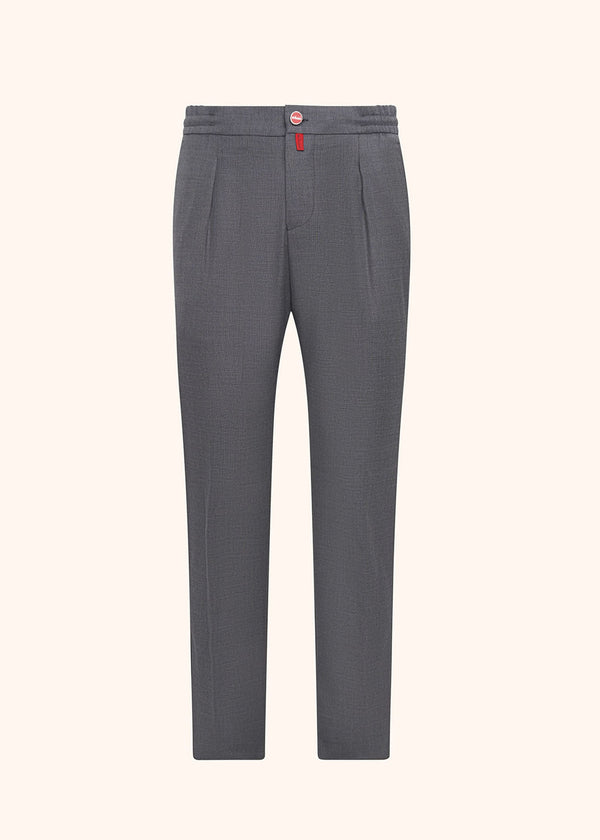 Kiton medium grey trousers for man, made of wool