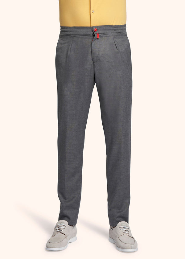 Kiton medium grey trousers for man, made of wool - 2
