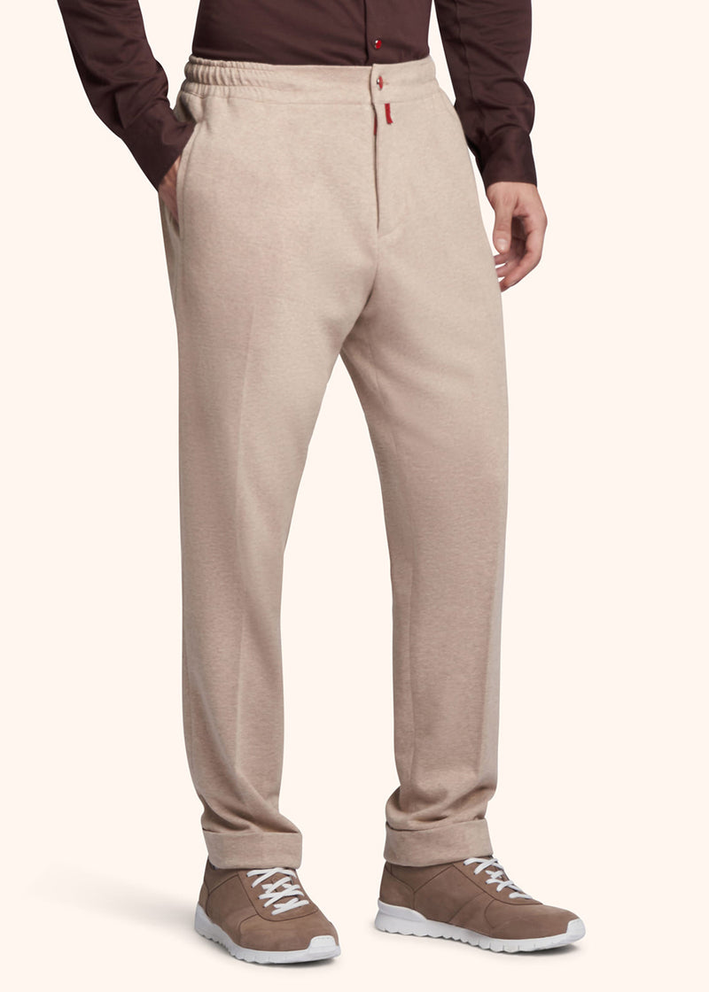 Kiton light beige trousers for man, made of cotton - 2