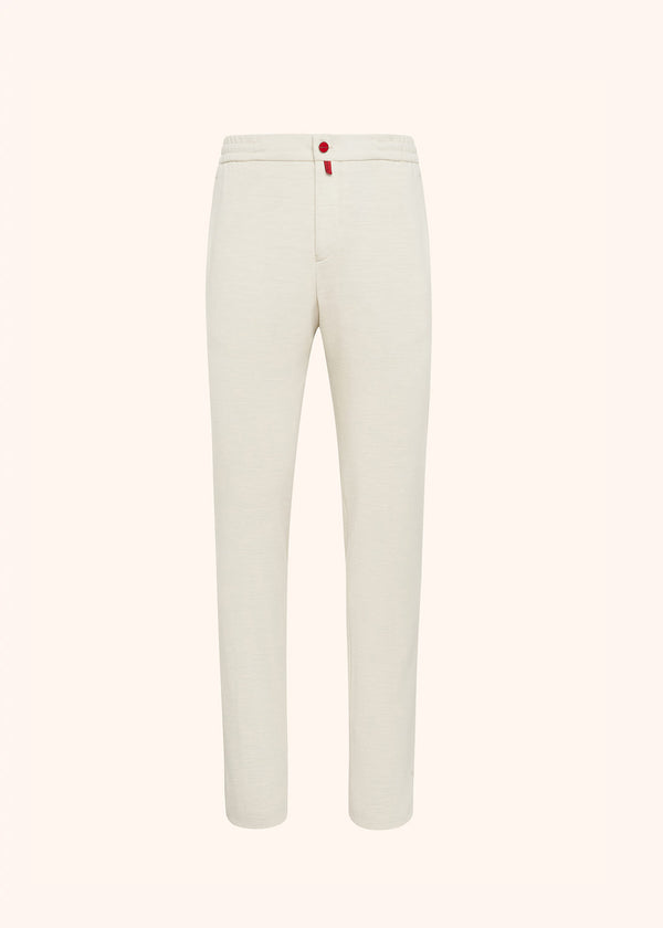 Kiton ivory trousers for man, made of wool
