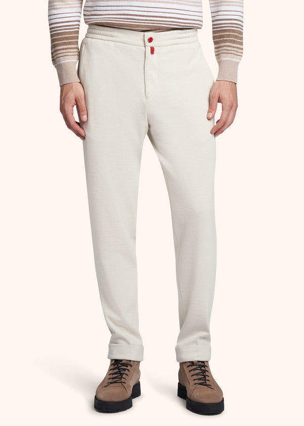 Kiton ivory trousers for man, made of wool - 2