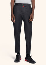 Kiton medium grey trousers for man, made of virgin wool - 2