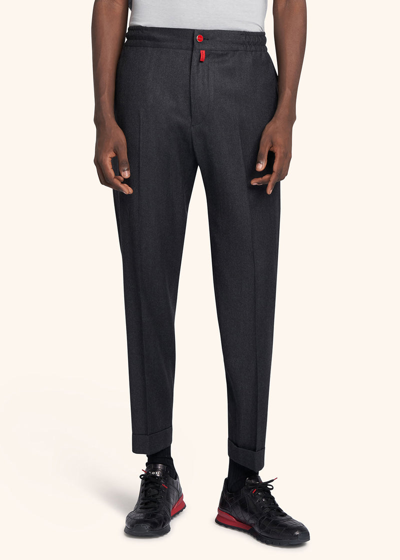 Kiton medium grey trousers for man, made of virgin wool - 2