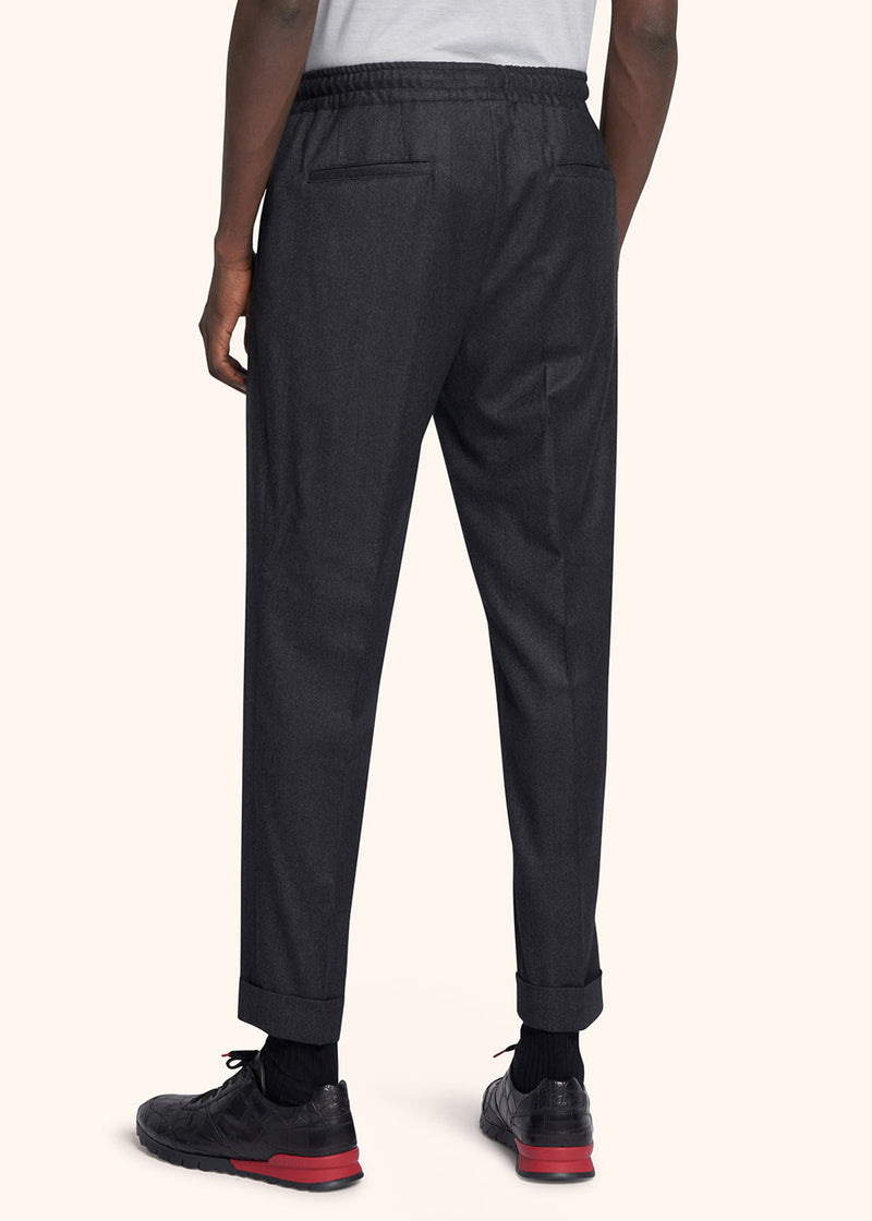 Kiton medium grey trousers for man, made of virgin wool - 3