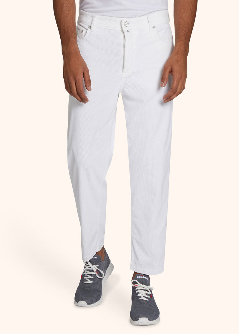 Kiton optical white trousers for man, in cotton 2