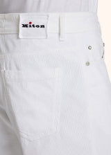 Kiton optical white trousers for man, in cotton 4