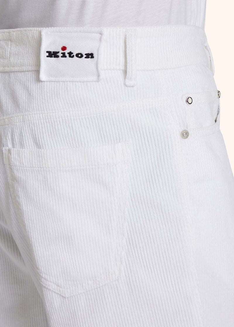 Kiton optical white trousers for man, in cotton 4