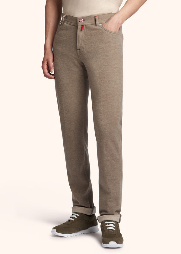 Kiton camel trousers for man, made of wool - 2