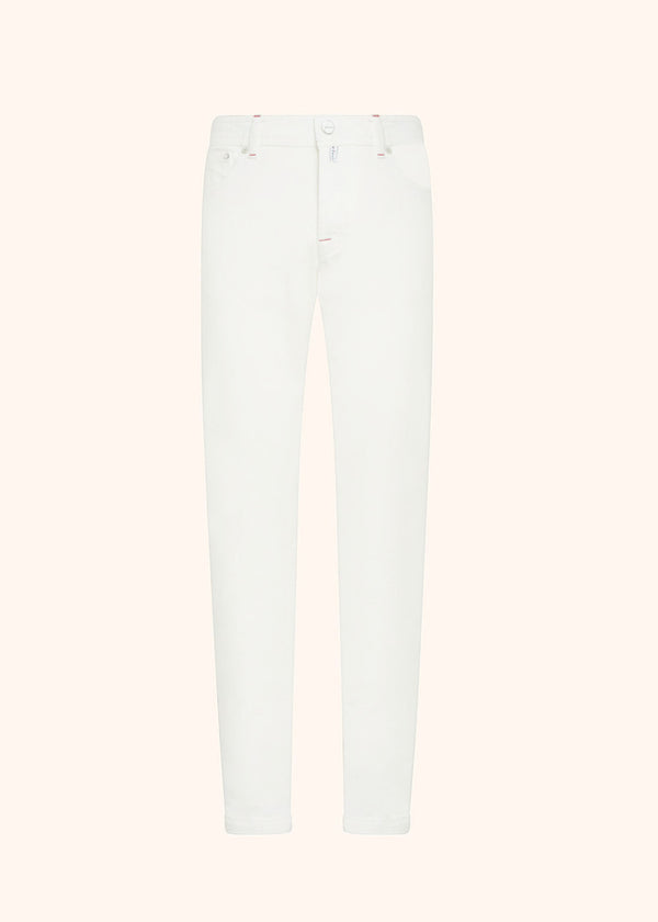 Kiton cream white trousers for man, made of cotton