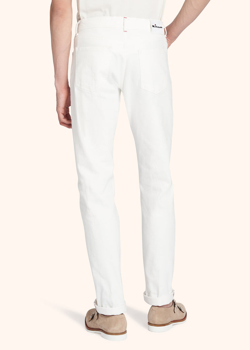 Kiton cream white trousers for man, made of cotton - 3