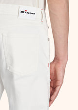Kiton cream white trousers for man, made of cotton - 4