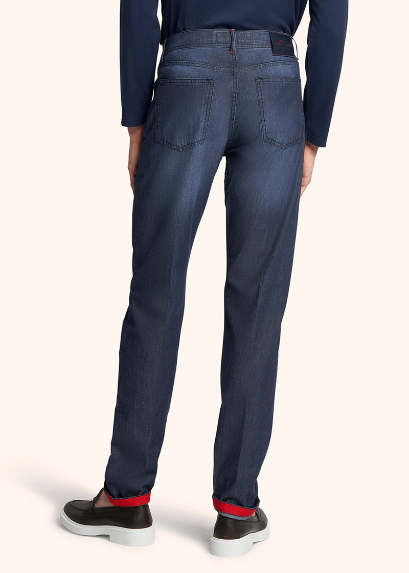 Kiton indigo trousers for man, made of cotton - 3