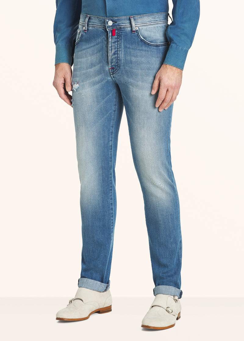 Kiton indigo trousers for man, made of cotton - 2