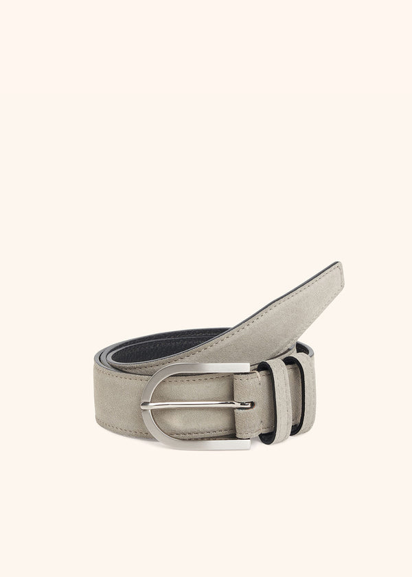 Kiton grey belt for man, made of calfskin
