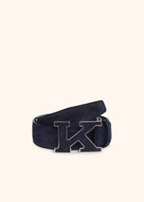 Kiton dark blue belt for man, made of calfskin