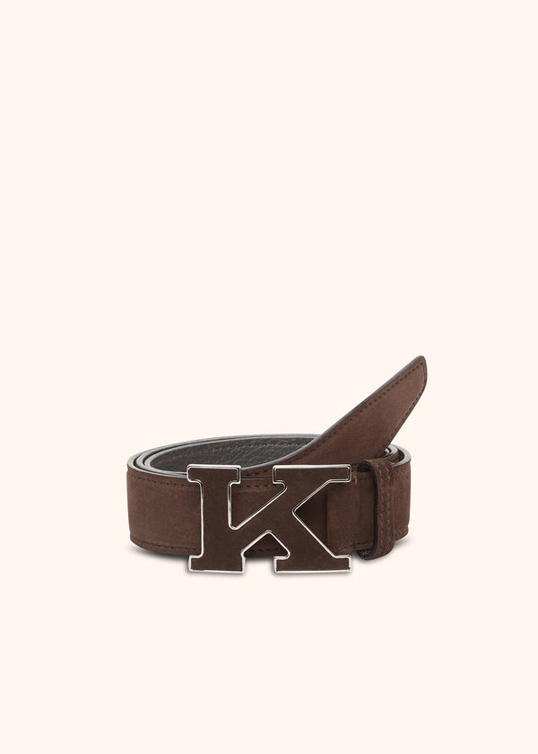 Kiton chestnut belt for man, made of calfskin