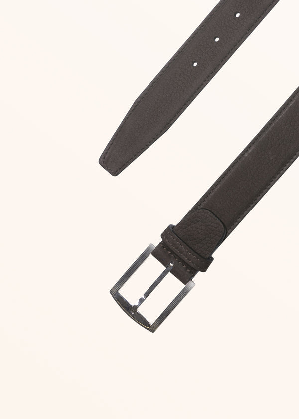 Kiton dark brown belt for man, made of calfskin