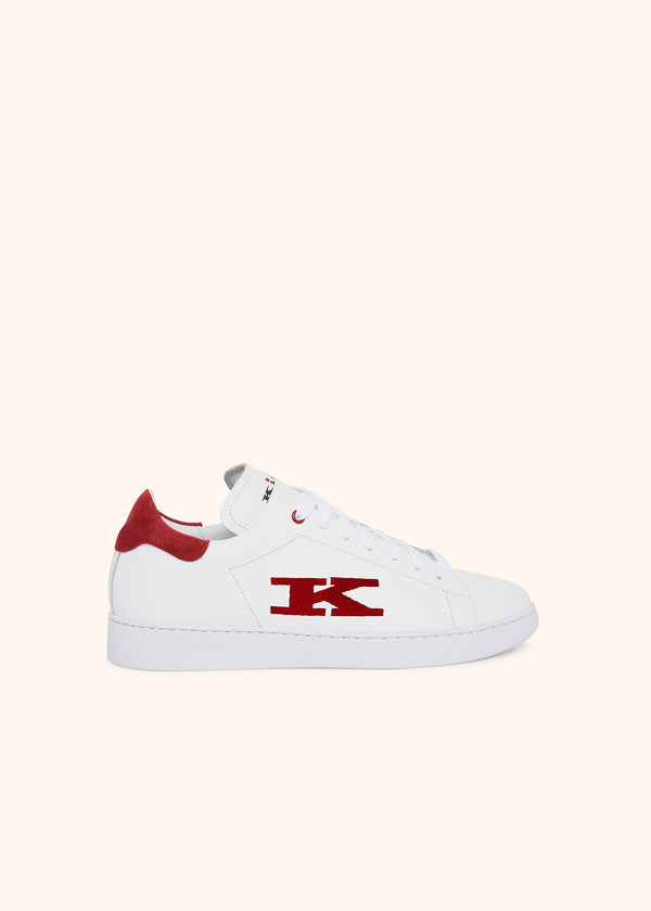 Kiton white/red shoes for man, made of calfskin