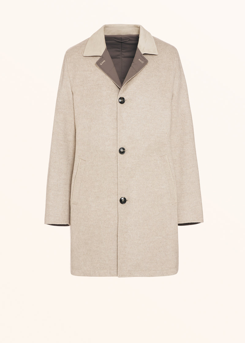 Kiton beige single-breasted coat for man, made of cashmere