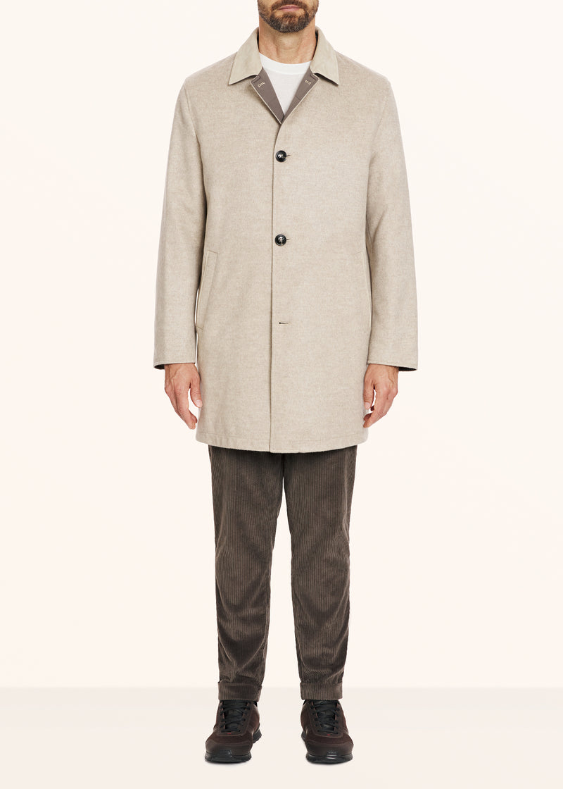 Kiton beige single-breasted coat for man, made of cashmere - 2