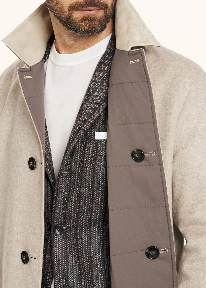 Kiton beige single-breasted coat for man, made of cashmere - 4