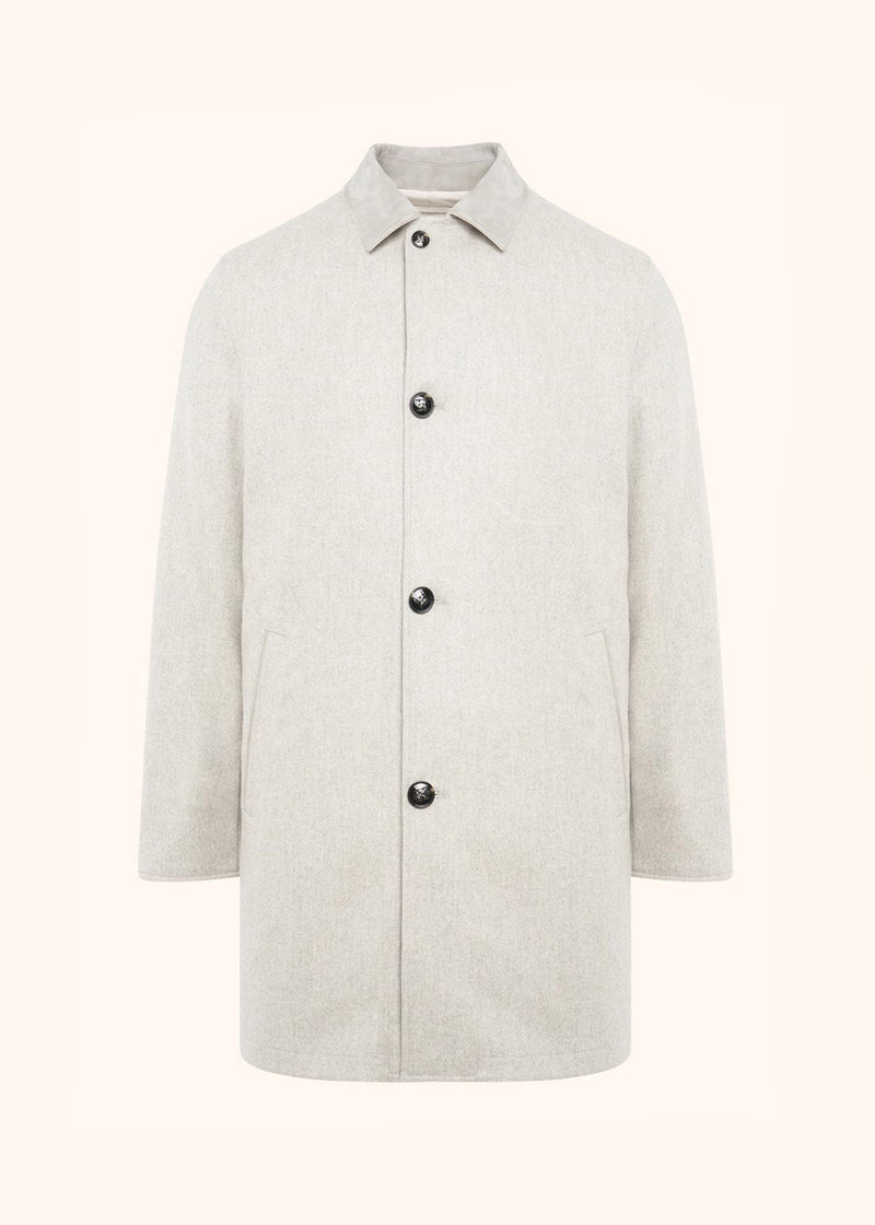 Kiton light grey single-breasted coat for man, made of cashmere
