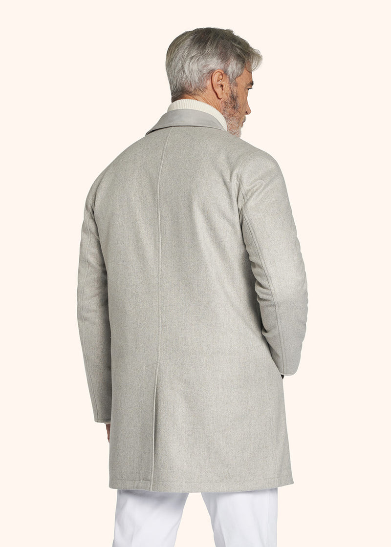 Kiton light grey single-breasted coat for man, made of cashmere - 3