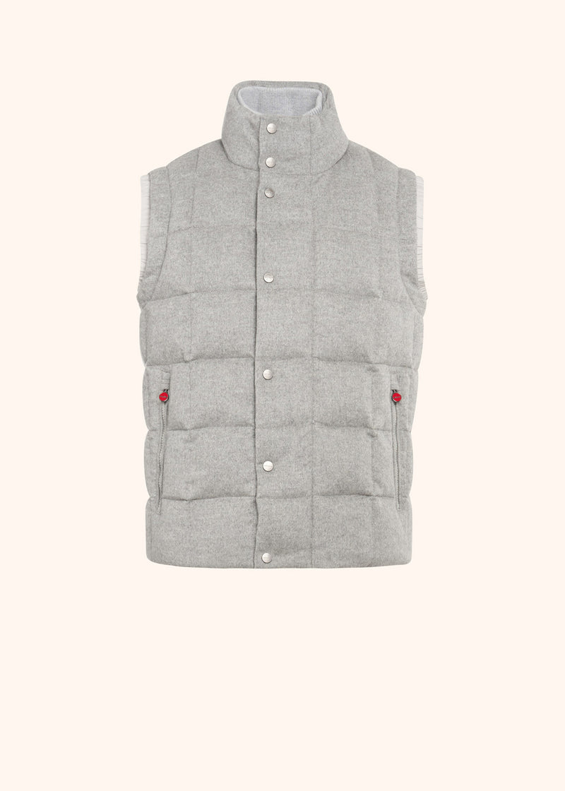 Kiton light grey sleeveless vest for man, made of cashmere