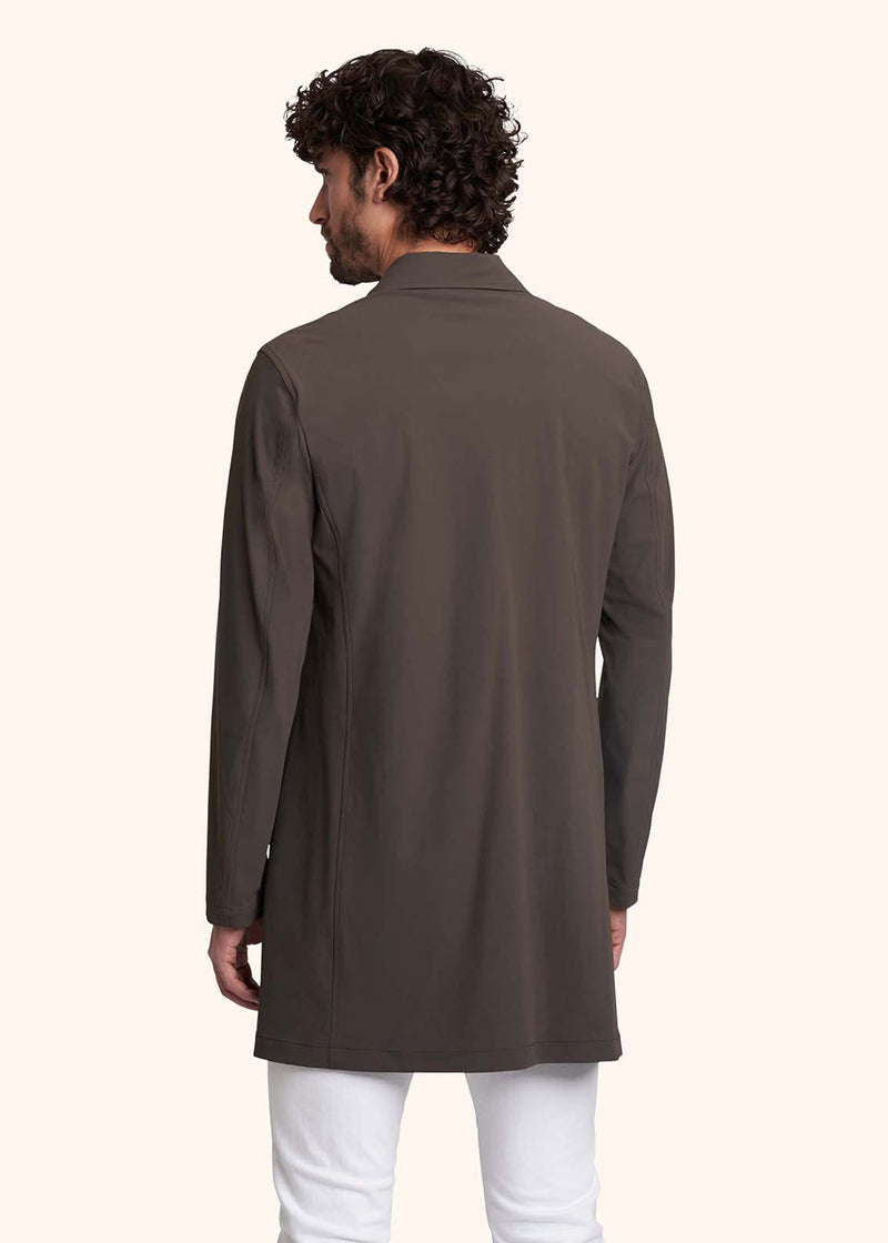 Kiton brown single-breasted coat for man, made of polyamide/nylon - 3