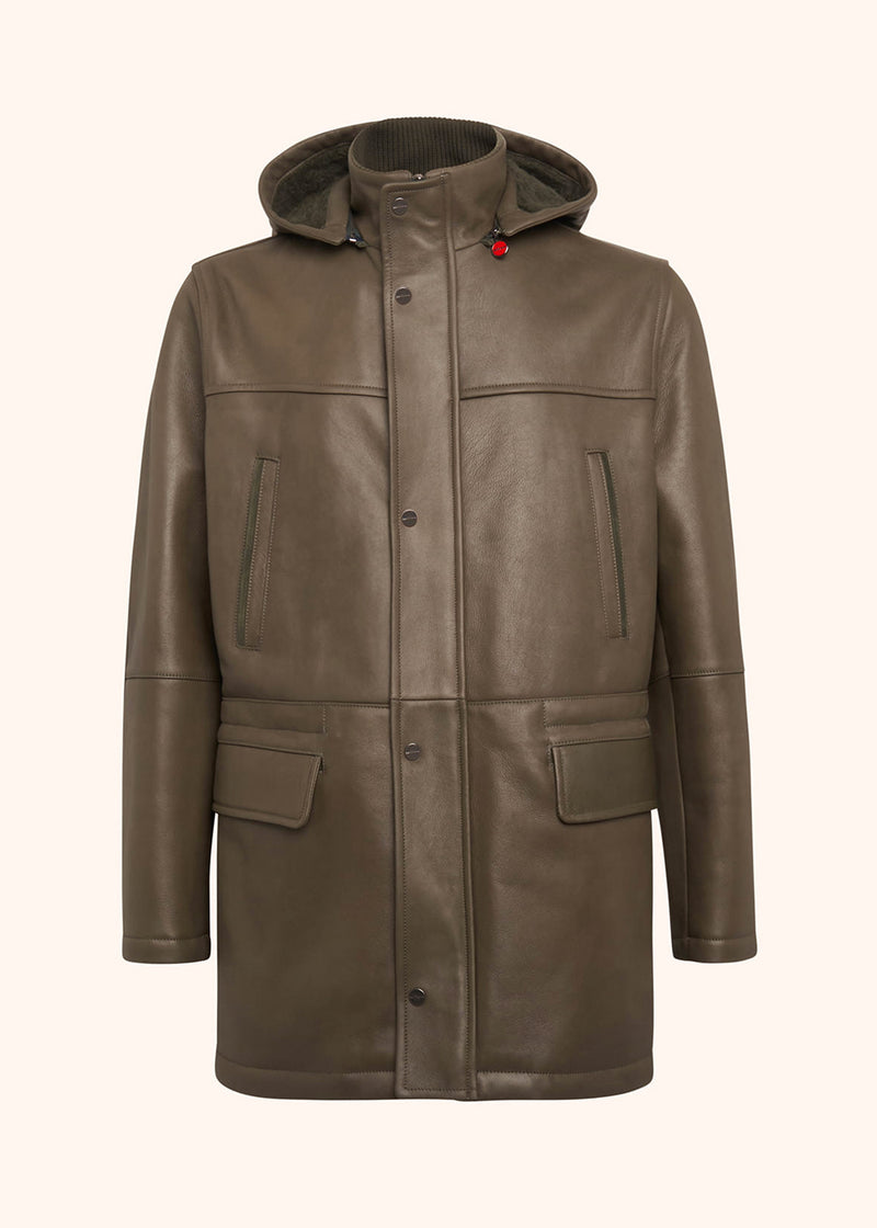 Kiton green loden outdoor jacket for man, made of lambskin