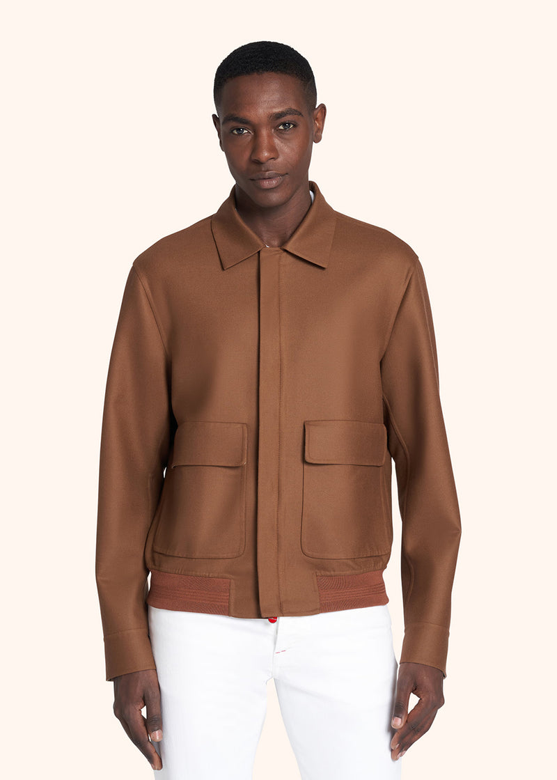 Kiton hazelnut blouson for man, made of wool - 2